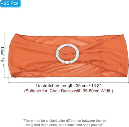PATIKIL 13" x 5" Stretch Chair Sashes Bows, 25 Pack Elastic Chair Bands Sashes with Buckle Slider for Wedding Banquet Decorations, Orange Red