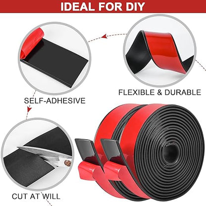 Adhesive Rubber Strips 4" Wide x 116" Thick x 10' Long Neoprene Rubber Sheets, Rolls  Strips with Adhesive Backing Rubber Pads Self Stick Seal Rubber Gasket Adhesive Back for Matting Padding