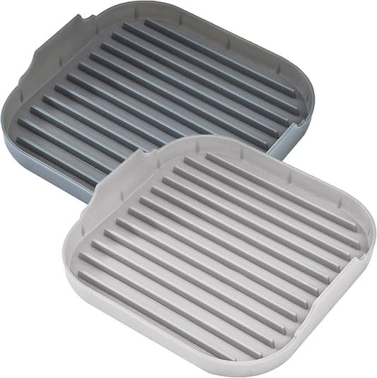 Bacon Cooker For Microwave Oven Food-Grade Silicone Microwave Bacon Tray Non Stick Bacon Tray with Grooves Dishwasher Safe Easy Bacon Maker 9.8x9.8x2 Inch Grey, Bacon Cooker