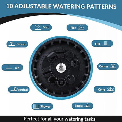 Garden Hose Sprayer Nozzle - Water Hose Nozzle with 10 Adjustable Spray Patterns Heavy Duty, Thumb Control On Off Valve, High Pressure Hose Sprayer Nozzle for Garden Hose Outdoor