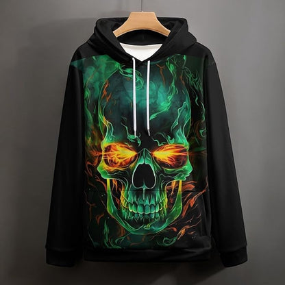 Flame Skull Unisex Hoodies Hooded Sweatshirt with Big Pockets