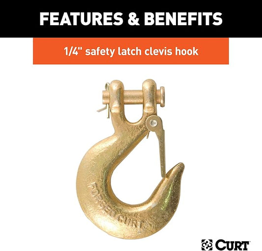 CURT 80302 35-Inch Trailer Safety Chain with 14-Inch Fork Snap Hook, 7,800 lbs. Breaking Strength