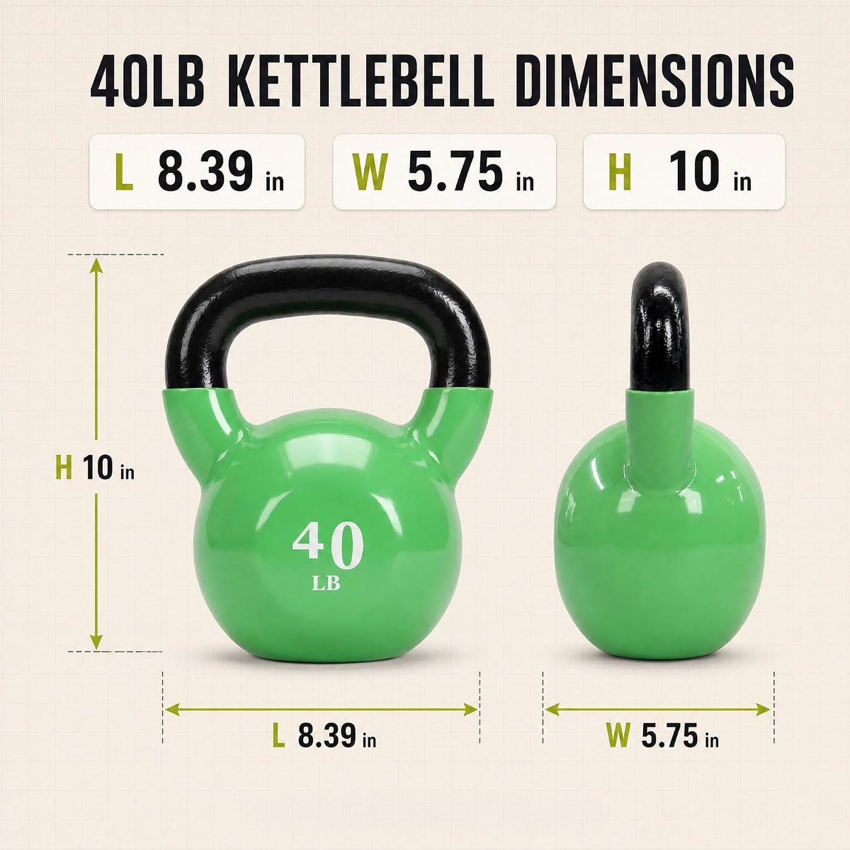 All-Purpose Color Vinyl Coated Kettlebell, 40 Pounds