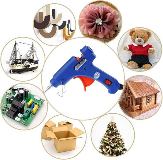 1 set 20W Hot Melt Glue Gun With Glues Stick Industrial Craft Mini Guns Thermo Electric Heat Temperature Tool For DIY Jewelry Making (Orange-EU)
