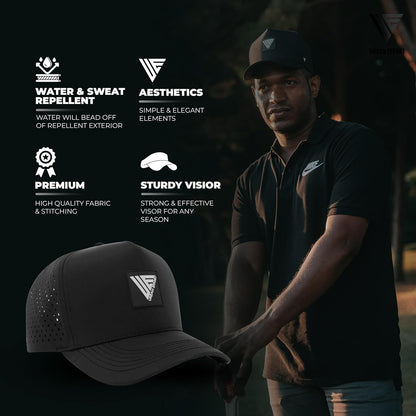 Urban Effort Hydro Performance Hat-Water-Resistant Baseball Cap-Men and Women-Great Snapback for Golf, Adventure,Lake,Workout ( Black )