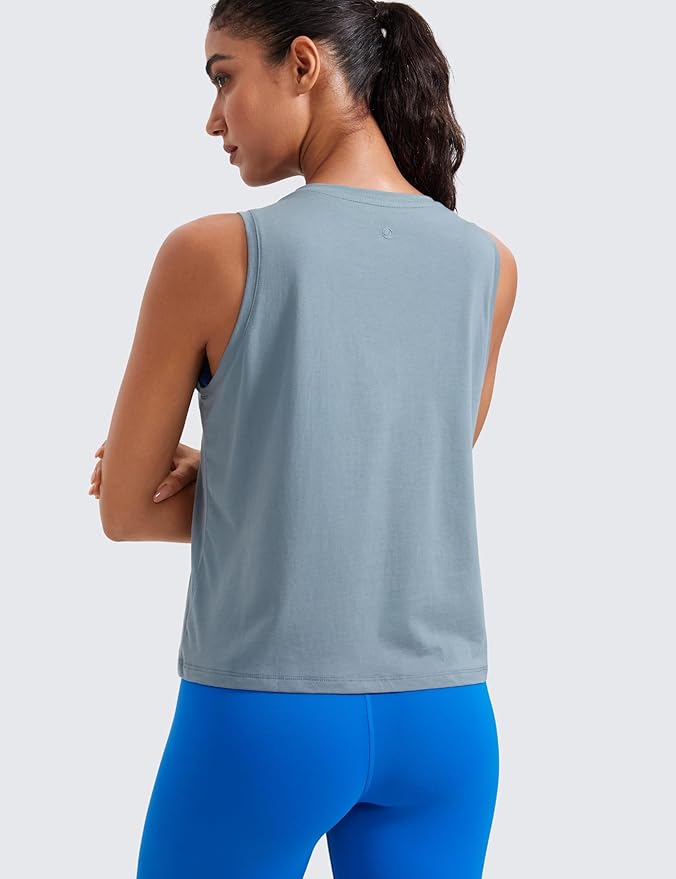 LASLULU Womens Crop Tops Sleeveless Workout Tops Halter Neck Flowy Athletic Shirts Cropped Tank Muscle Tank