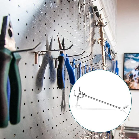 50 Pcs Pegboard Hooks 6 Inch, Heavy Duty Peg Hooks, Metal Shelving Hooks fits 14 and 18" Pegboard Garage Storage Organizer