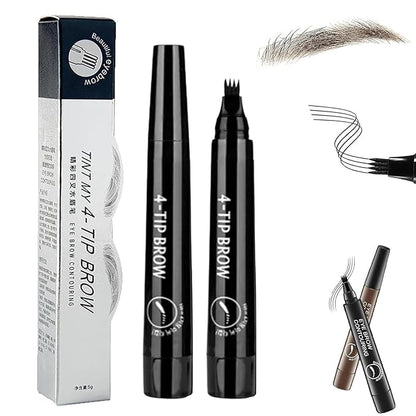 Lightsbetter Waterproof Brow Pen, Tint My 4 Tip Brow Waterproof, 4 Tipped Precise Brow Pen, Microblading Eyebrow Pen 4 Fork Tip Tattoo Pencil (4)