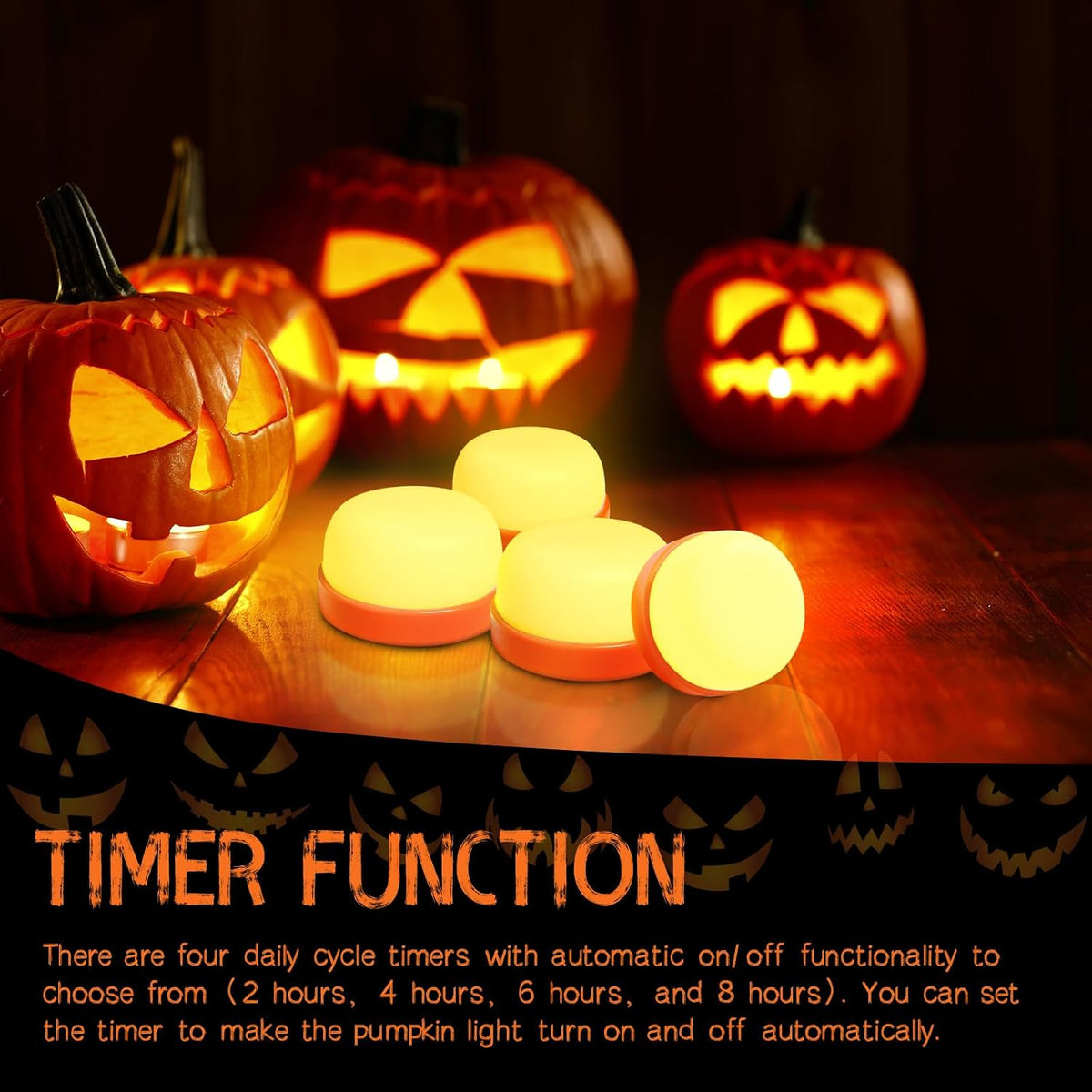 PTYcrazy Halloween Pumpkin Lights, LED Pumpkin Lights with Remote and Timer,Jack-O-Lantern Light for Halloween Decor,Battery Operated, Bright Flickering Flameless Candle Set 4 Pack