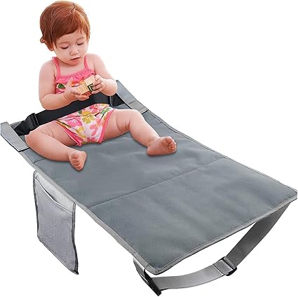 Kids Airplane Seat Extender Travel Bed, Nylon Airplane Foot Rest, Gray