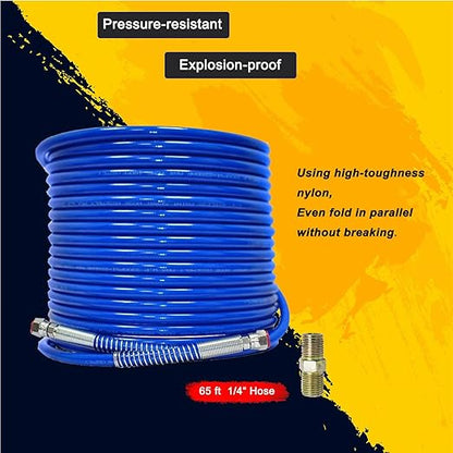 65ft x 1/4" Airless Paint Spray Hose ï¼ŒBlue Color Sprayer Light Flexible Fiber Tube (20 Meter for 3300PSI Maximum 4300 PSI Sprayer Gun)