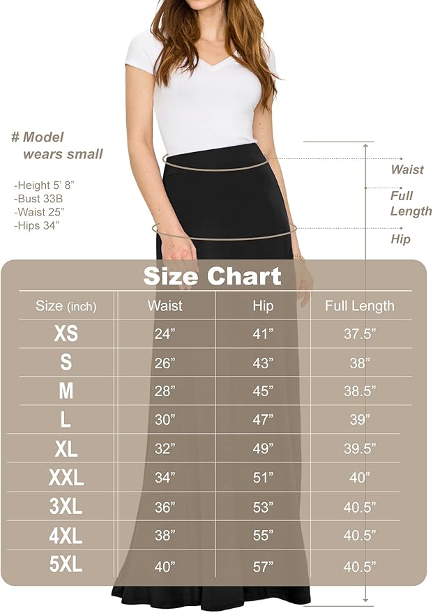 Lock and Love Women's Casual Comfy Stylish High Waist Flare Long Maxi Skirt – Available in Print & Solid Options