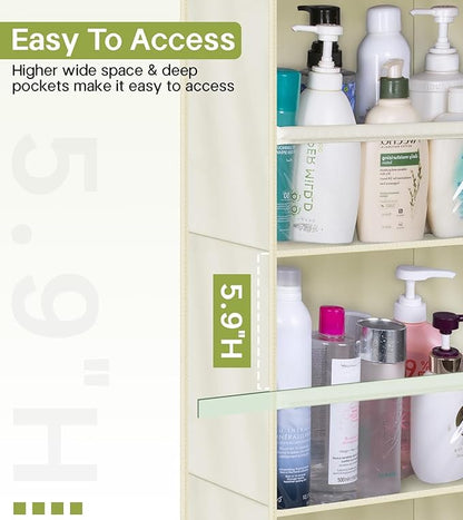 AOODA 1 Pack Over the Door Organizer, Large Capacity Closet Door Hanging Organizer, Clear Deep Pockets Baby Storage for Nursery, Bathroom, Bedroom, Pantry, Diapers (Light Beige)