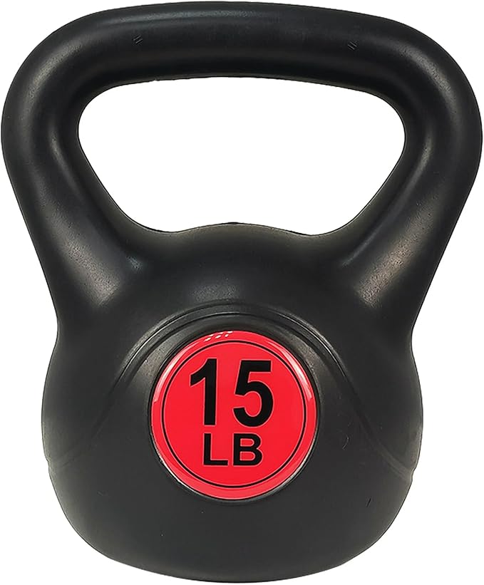 Wide Grip Kettlebell Exercise Fitness Weight Set, 3-Pieces: 10lb, 15lb and 20lb Kettlebells