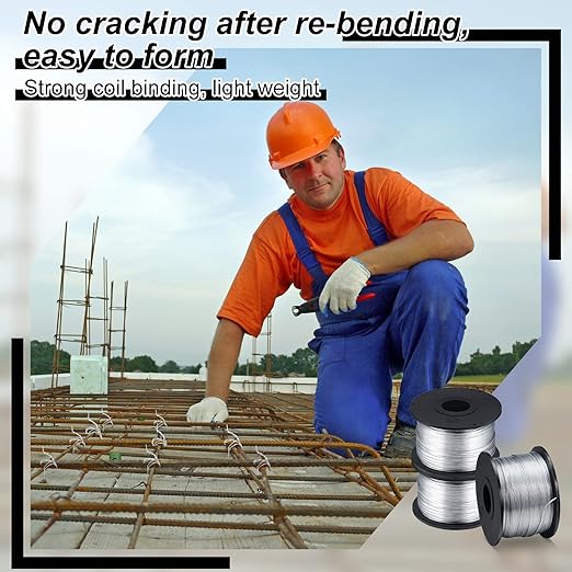 Shimeyao 5 Rolls Rebar Tie Wire Tool 132" 0.8 mm 360 ft Rebar Gun Tie Wire Coil for Automatic Twister Machine, 3600 ft Totally
