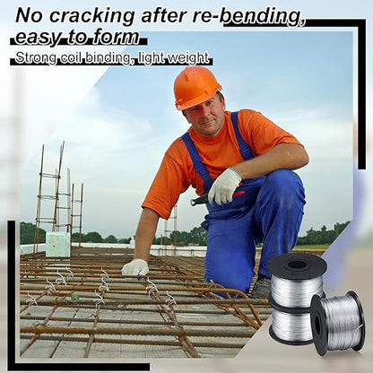 Shimeyao 5 Rolls Rebar Tie Wire Tool 132" 0.8 mm 360 ft Rebar Gun Tie Wire Coil for Automatic Twister Machine, 3600 ft Totally