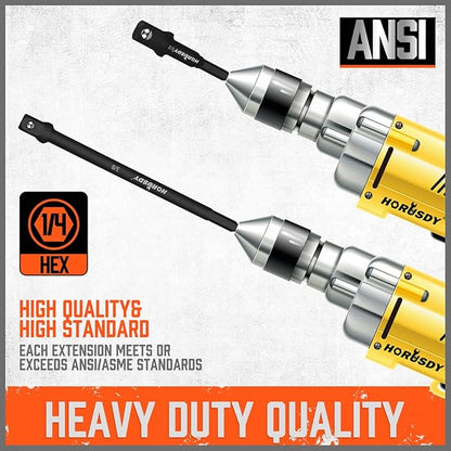 HORUSDY 9-piece adapter set, 3-inch, 6-inch and 12-inch hex shank, 14-inch hex shank 38-inch 12-inch