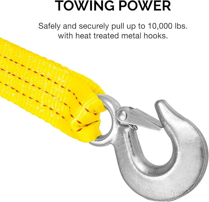 NEIKO 51008A Heavy Duty Tow Strap with Hooks 2 Pack, 2 x 30, 10,000 LB Capacity, Tow Rope for Vehicles, Cars, Trucks, ATV Tow Strap