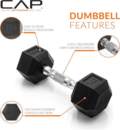 CAP Barbell Coated Dumbbell Weight | Multiple Options Pairs & Sets