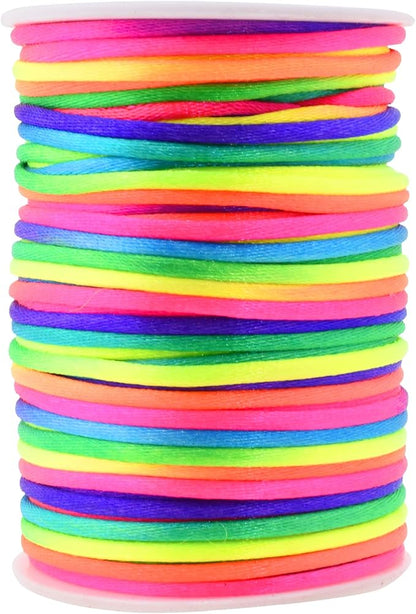 Mandala Crafts Satin nylon cord of 0.118 in, rainbow rope 50 yards for bracelets, necklaces, jewelry, macrame making