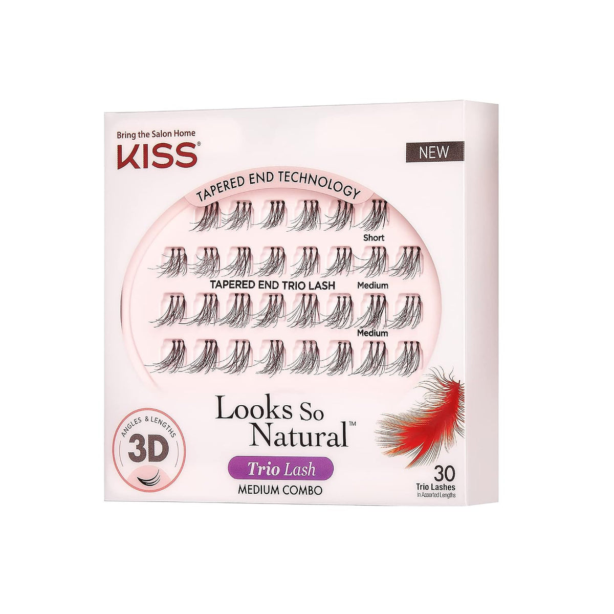 KISS Looks So Natural False Eyelashes Multipack, Lightweight & Comfortable, Tapered End Technology, Reusable, Cruelty-Free, Contact Lens Friendly, Style 'Moved', 30 Count (Pack of 1) Fake Eyelashes