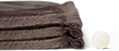 Mellowdy Extra Thick Hearty Plush Flannel Blanket (Peat Brown, 90x90) - 500GSM King Size Warm Blanket for Winter, Fall  Soft, Fluffy, Cuddly, Perfect for Bed, Oversized Throw for Couch, Sofa