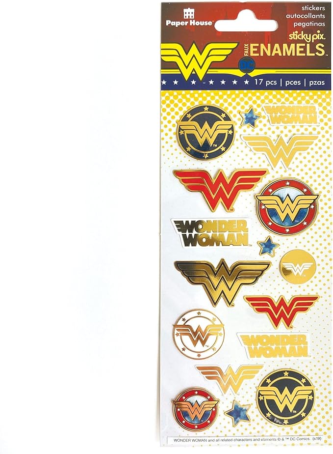 Playhouse DC Comics Wonder Woman Logos Shiny Foil Enamel Effect Sticker Sheet - 1 Pack