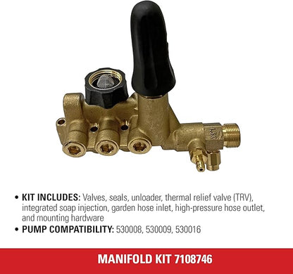 Simpson Cleaning 7108746 Manifold Replacement Kit for AAA 530008, 530009, 530016 Pressure Washer Pump, Gold