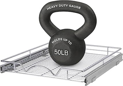 HOLDN STORAGE Pull Out Cabinet Organizer, Heavy Duty Caddy wLifetime Limited Warranty -20W x 21D - Requires At Least 21-14 Cabinet Opening, Steel Metal Cabinet Drawers Slide Out, Chrome