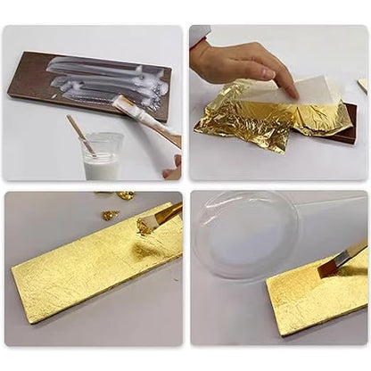 Gold Leaf Adhesive,Gilding Adhesive,Gold Leaf Glue for Craft, Arts, Wood Use (100ml  Brush  Gloves)