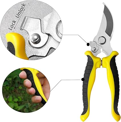 Gardening Scissor Curved Sharp Stainless Steel Blade Garden Cutter Shears Cutting Flowers Trimming Plants Yard Florist Flower Rose Herb Hedge Bonsai Fruits Picking