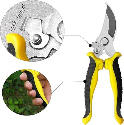 Gardening Scissor Curved Sharp Stainless Steel Blade Garden Cutter Shears Cutting Flowers Trimming Plants Yard Florist Flower Rose Herb Hedge Bonsai Fruits Picking