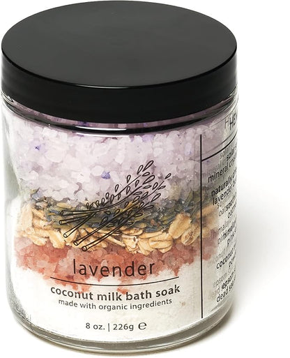 Hemlock Park Lavender Coconut Milk Bath Soak  Organic Coconut Milk, Botanicals, Dead Sea, Epsom, and Himalayan Pink Mineral Salts  9.5 oz Jar