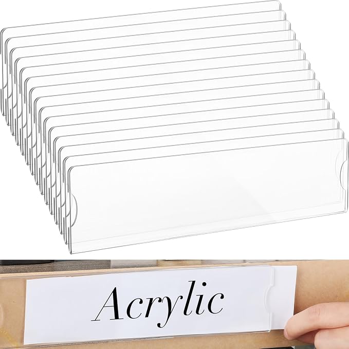 15 Sets Acrylic Name Plate Holder 8'' x 2'' Clear Acrylic Plastic Sign Frame with Adhesive Tape Horizontal Wall Name Plates for Door Office Nameplate Display Trays for Office Home (Adhesive not included)