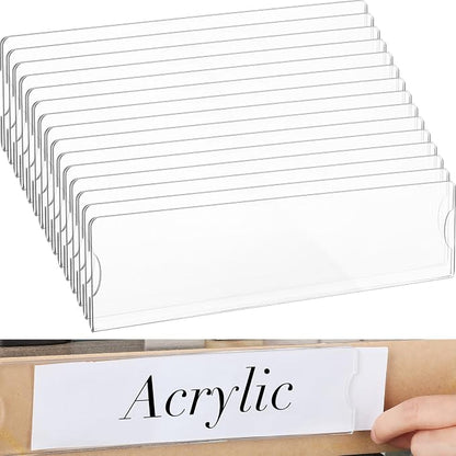 15 Sets Acrylic Name Plate Holder 8'' x 2'' Clear Acrylic Plastic Sign Frame with Adhesive Tape Horizontal Wall Name Plates for Door Office Nameplate Display Trays for Office Home (Adhesive not included)