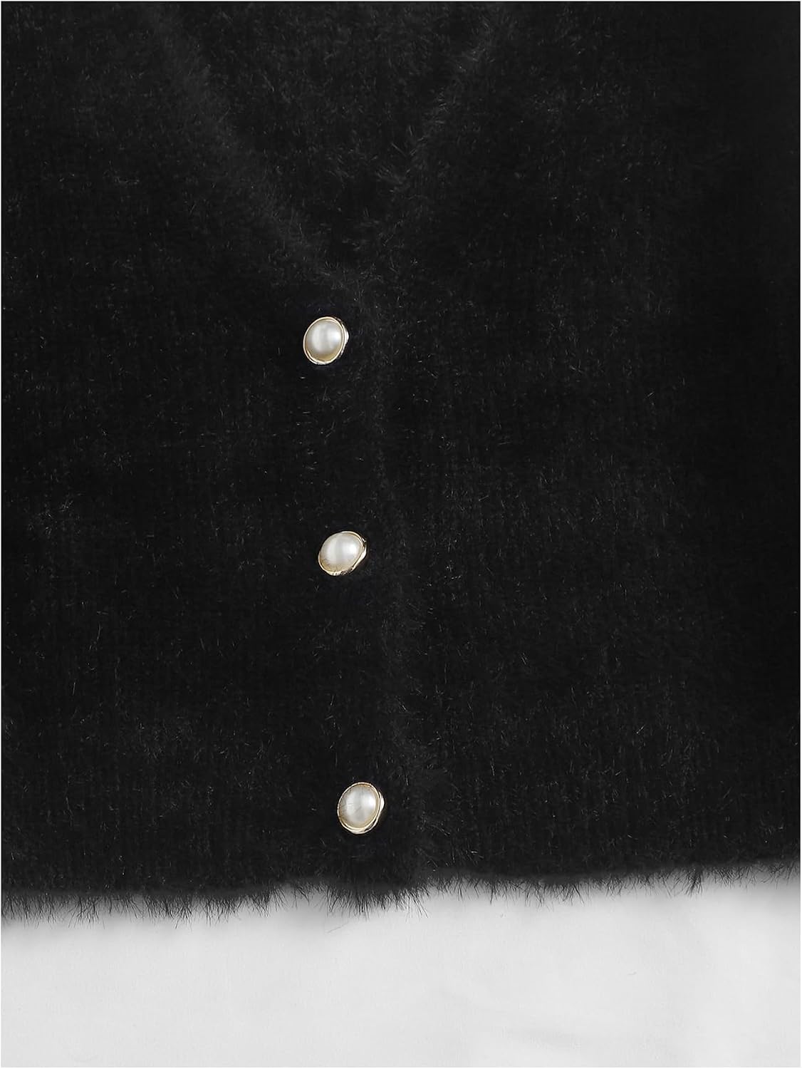 Women's Fuzzy Crop Sweater Cardigan 2025 Winter Holiday Outfits Chunky Pearl Button Down Long Sleeve Cardigan