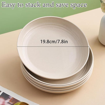 Wheat Straw Plates Unbreakable Dinner Plate 7.8 Inch Reusable Plastic Plate