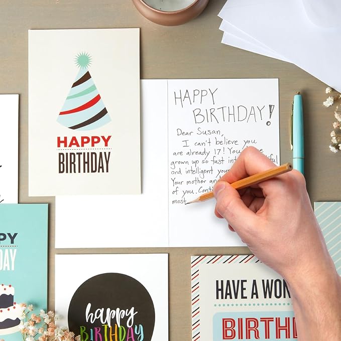 Best Paper Greetings 120 Pack 4x6-inch Happy Birthday Cards with Envelopes - Bulk Gift Set for Kids, Students and Teachers (12 Assorted Designs)