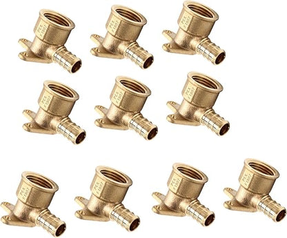 (Pack of 10) EFIELD Pex Drop-Ear Elbow Brass Crimp Fitting 1/2 Inch x 1/2 Inch Female NPT, ASTM F1807