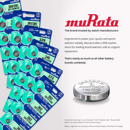 Murata 392/384 Battery SR41/W/SW 1.55V Silver Oxide Watch Button Cell (5 Batteries)