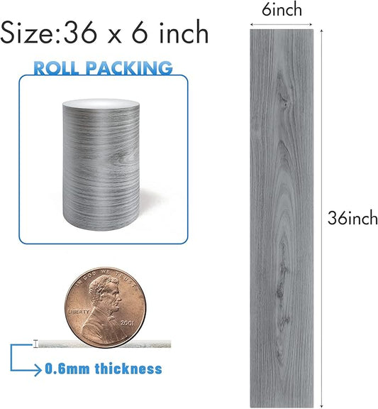 Grey Wood Peel and Stick Floor Tile, 36 Pack 54 Sq.Ft,NO Sticky Residue Left Vinyl Flooring Tiles Wood Plank, Self-Adhesive DIY Flooring for Bathroom,Bedroom, Living Room, 36" x 6"OoaNature GreyOoa