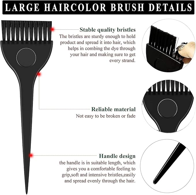 2 Pcs Hair Color Tint Brushes Applicator Dyeing Tools Set Application for Salon Hair Coloring Men Women DIY