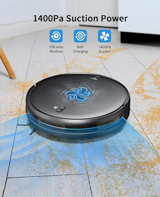 Robot Vacuum and Mop Combo, 2 in 1 Mopping Robot Vacuum Cleaner with Schedule, Wi-Fi/Voice/App, Strong Suction, Ease of Use, Self-Charging Robotic Vacuum, Slim, Ideal for Hard Floor, Pet Hair, Carpet