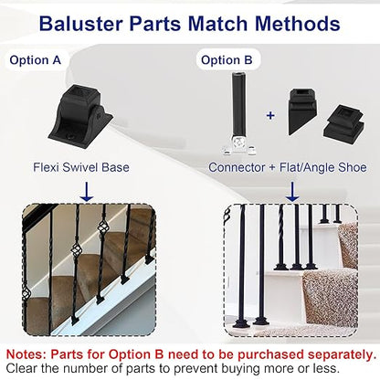 10-Pack Iron Baluster Swivel Shoes with Screw for 12" Square Balusters for Staircase Interior