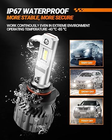 SEALIGHT 9005HB3 Bulbs 33000LM Super Bright, 6500K Cool White 9005 Fog Lights, 60000 Hours Hb3 Powersports Bulb with Cooling Fan, Easy Plug-N-Play, IP68, Pack of 2
