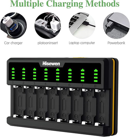 Arlo Battery Charger for CR123A Rechargeable Battery, 8 Bays CR123a Battery Charger Compatible with Arlo Wireless Cameras VMC3030 VMK3200 VMS3330 3430 3530 and Flashlight (Not Included Batteries)