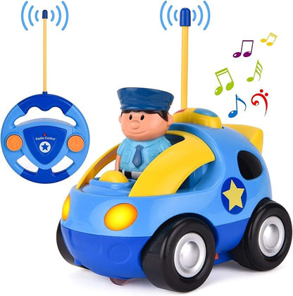 Liberty Imports My First Cartoon RC Remote Control Cars for Toddlers Ages 1-3, Radio Control Toy for Baby, Kids 18 Months (Police Car)
