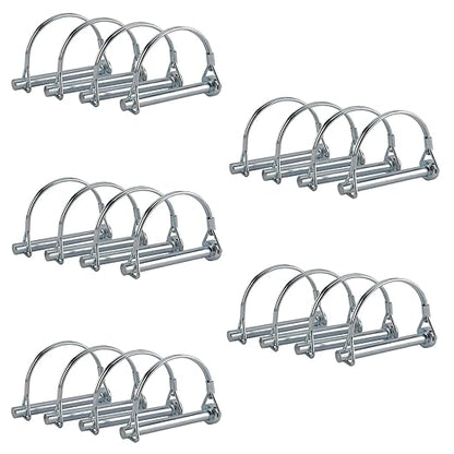 AuInn Pack of 20 Wire Lock Pins, 516 Inch Shaft Locking Pin Heavy Duty Safety Coupler Pin Hitch Pin with Round Arch Wire Retainer for Trailers Lawn Garden-L8