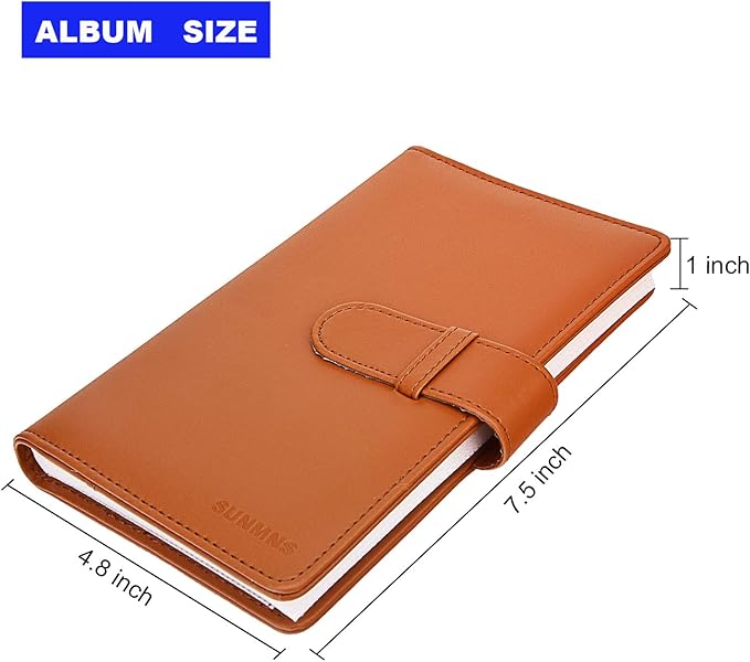 Wallet PU Leather Photo Album Compatible with Instax Mini Instant Film (Brown)