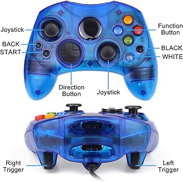 For Xbox Classic Controller S-Type Wired Gamepad for Xbox S Type Console (Sapphire Blue)